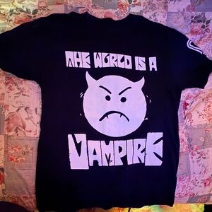 Black Graphic Tee with Vampire Design